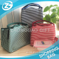 Thermal Insulated Promotional Lunch Box Totes Bag 600D Oxford Carry Case Striped Canvas Picnic Cooler Handbag